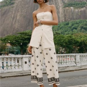 Zara Linen Blend Printed Pants